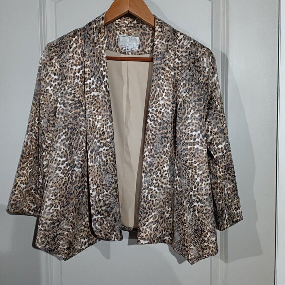 Alberto Makali Jackets & Blazers - Alberto Makali Women's Leopard Print Open Jacket 3/4 Sleeves M
